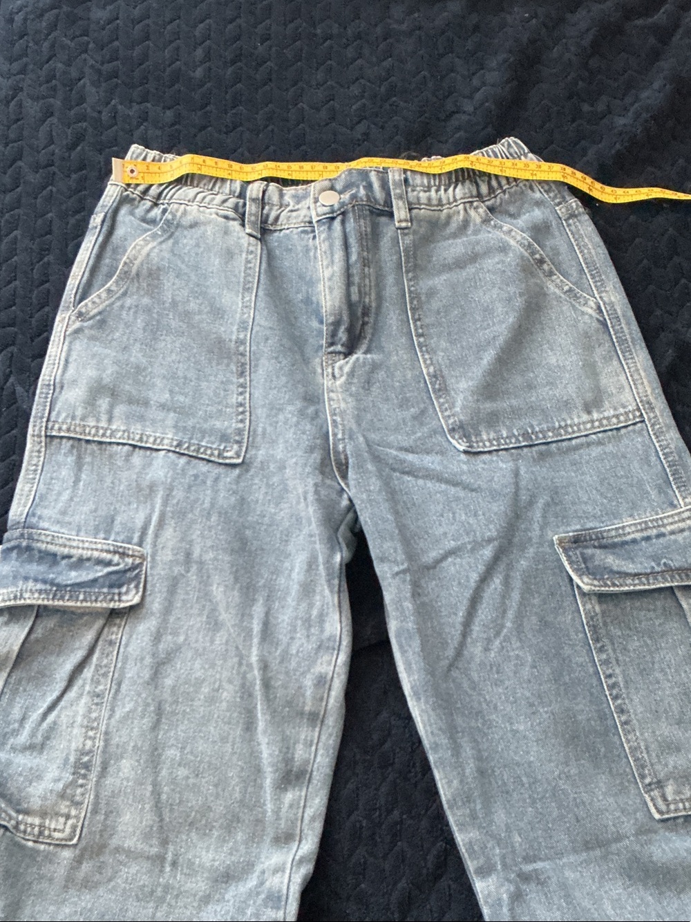 Women’s Baggy Leg Cargo Jeans Stretch Waist